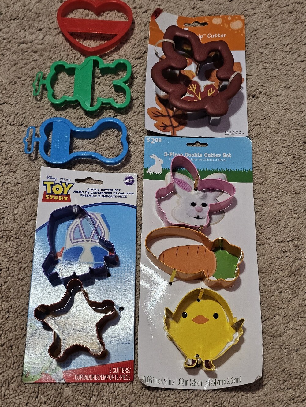 New! Lot of 9 Cookie Cutters - 6 Metal 3 Plastic - Toy Story Easter Fall Autumn